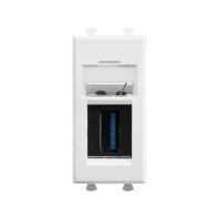 USB 3.0 розетка модульная, тип А-А, Avanti, белое облако, 1 модуль