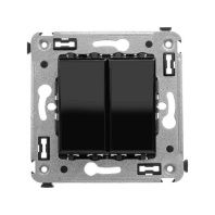 Инвертор двухклавишный в стену, Avanti, черный квадрат