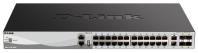D-Link PROJ Управляемый L3 стекируемый коммутатор, 24x1000Base-T, 2x10GBase-T, 4x10GBase-X SFP+, защита от статического электричества до 6 кВ, CLI, порт управления 1000Base-T, консольный порт RJ-45, 1
