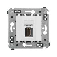 HDMI розетка одинарная в стену, тип А-А, Avanti, белое облако