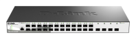 D-Link Управляемый L2 коммутатор, 24x1000Base-X SFP, 4x10GBase-X SFP+, CLI, консольный порт RJ-45, RPS