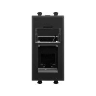 Телефонная розетка RJ-12 модульная, Avanti, черный матовый, 1 модуль