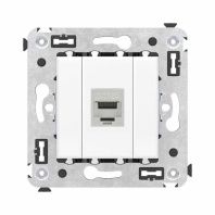 Компьютерная розетка RJ-45 без шторки в стену, кат.6A одинарная экранированная, Avanti, белое облако