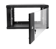 Шкаф телекоммуникационный настенный разборный ЭКОНОМ 6U (600 × 350) дверь стекло, цвет черный