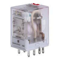 Реле миниатюрное промышленное общего назначения, 2CO, ком. ток 12А, AgSnO2, напряжение 230V AC, опция: тест-кнопка+светодиод