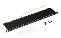 Патч-панель 19" компактная, экранированная, 24 порта RJ45, кат.6, 0.5U, с задним органайзером