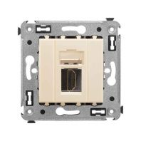 HDMI розетка одинарная в стену, тип А-А, Avanti, ванильная дымка