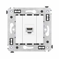 Телефонная розетка RJ-12 без шторки в стену одинарная, Avanti, белое облако