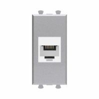 Телефонная розетка RJ-12 без шторки модульная, Avanti, закаленная сталь, 1 модуль