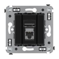 Компьютерная розетка RJ-45 в стену, кат.5e одинарная экранированная, Avanti, черный квадрат