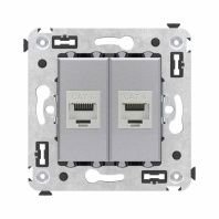 Компьютерная розетка RJ-45 без шторки в стену, кат.6 двойная экранированная, Avanti, закаленная сталь