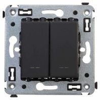 Переключатель двухклавишный в стену, Avanti, черный матовый