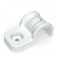Крепеж-скоба пластиковая односторонняя для прямого монтажа атмосферостойкая белая в п/э d16 мм (50шт/750шт уп/кор)