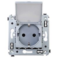 Розетка с крышкой в стену, 2P+E, с з/ш, Avanti, закаленная сталь