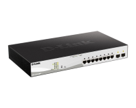 D-Link PROJ Smart  L2 Switch 8х1000Base-T PoE, 2х1000Base-X SFP, PoE Budget 130W, Compact CLI