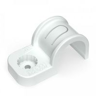 Крепеж-скоба пластиковая односторонняя для прямого монтажа атмосферостойкая белая в п/э d20 мм (50шт/600шт уп/кор)