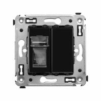 Компьютерная розетка RJ-45 в стену, кат.5e одинарная, Avanti, черный квадрат