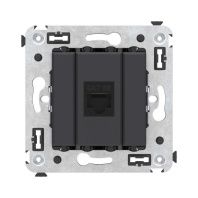 Компьютерная розетка RJ-45 без шторки в стену, кат.5е одинарная, Avanti, черный матовый