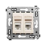 Компьютерная розетка RJ-45 в стену, кат.6А двойная, Avanti, ванильная дымка