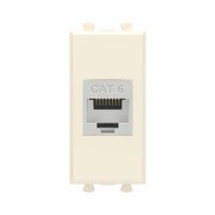 Компьютерная розетка RJ-45 без шторки модульная, кат.6 экранированная, Avanti, ванильная дымка, 1 модуль