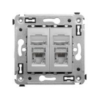 Компьютерная розетка RJ-45 в стену, кат.5e двойная экранированная, Avanti, закаленная сталь