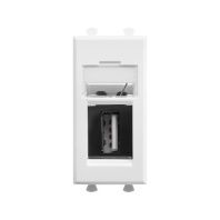 USB 2.0 розетка модульная, тип А-А, Avanti, белое облако, 1 модуль