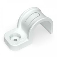 Крепеж-скоба пластиковая односторонняя для прямого монтажа атмосферостойкая белая в п/э d25 мм (50шт/450шт уп/кор)