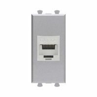 Компьютерная розетка RJ-45 без шторки модульная, кат.6А экранированная, Avanti, закаленная сталь, 1 модуль