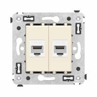 Компьютерная розетка RJ-45 без шторки в стену, кат.6А двойная, Avanti, ванильная дымка