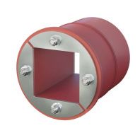 Проходка круглая, нержавеющая, D200х70 мм с проемом 120х120 мм