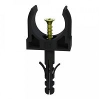 Крепеж-клипса с дюбелем и саморезом чёрная d20 мм в малой упаковке (10шт/900шт уп/кор)