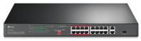 TP-Link TL-SL1218P, 16-Port 10/100Mbps + 2-Port Gigabit Rackmount Switch with 16-Port PoE+