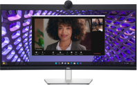 Dell 34"    P3424WEB Curved S/BK(IPS;21:9;3440x1440x60Hz;300cd/m2;1000:1;5ms;178/178;1.07bill;DP1.2(HDCP2.2),HDMI2.2,2xType-C,4xUSB 3.2(Gen1);RJ45;WСam4MP RGB+IR2K;mcr;2x5W;HAS;Tilt; Swiv;VESA)