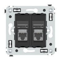 Компьютерная розетка RJ-45 в стену, кат.6 экранированная двойная, Avanti, черный матовый