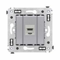 Компьютерная розетка RJ-45 без шторки в стену, кат.6 одинарная экранированная, Avanti, закаленная сталь