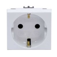 Розетка силовая 2Р+Е, со шторками, Viva, 2 мод., цвет белый