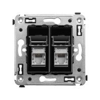 Компьютерная розетка RJ-45 в стену, кат.5e двойная экранированная, Avanti, черный квадрат