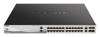 D-Link PROJ Управляемый L3 стекируемый PoE-коммутатор, 24x1000Base-T PoE, 2x10GBase-T, 4x10GBase-X SFP+, PoE-бюджет 370 Вт (740 Вт с DPS-700), защита от статического электричества до