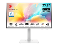 MSI Modern MD2412PW 23.8" 16:9 FHD(1920x1080) IPS Flat,1ms(MPRT),1000:1,100M:1,300nit,178/178,HDMI 1.4,USB-C,Speaker,Tilt,Swivel,Height,Pivot,VESA,100Hz,White,1y war-ty