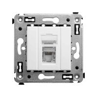 Компьютерная розетка RJ-45 в стену, кат.6 одинарная экранированная, Avanti, белое облако