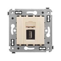 USB 2.0 розетка одинарная в стену, тип А-А, Avanti, ванильная дымка