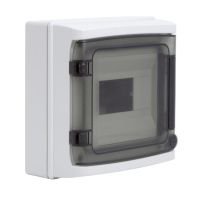 Щиток настенный с дверцей 8 мод.,IP65, серый, с клеммным блоком 63А