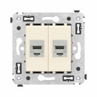 Компьютерная розетка RJ-45 без шторки в стену, кат.6 двойная экранированная, Avanti, ванильная дымка
