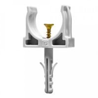 Крепеж-клипса с дюбелем и саморезом серая d25 мм (100шт/900шт уп/кор)