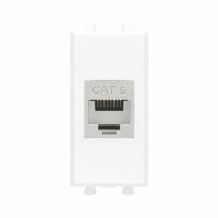 Компьютерная розетка RJ-45 без шторки модульная, кат.6 экранированная, Avanti, белое облако, 1 модуль