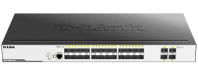 D-Link PROJ Управляемый L2 коммутатор, 24x1000Base-X SFP, 4x10GBase-X SFP+, CLI, консольный порт RJ-45, RPS, поддержка Dying Gasp