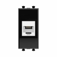Телефонная розетка RJ-12 без шторки модульная, Avanti, черный квадрат, 1 модуль