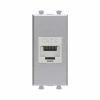 Компьютерная розетка RJ-45 без шторки модульная, кат.6 экранированная, Avanti, закаленная сталь, 1 модуль