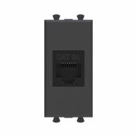 Компьютерная розетка RJ-45 без шторки модульная, кат.6А, Avanti, черный матовый, 1 модуль