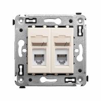 Телефонная розетка RJ-12 в стену двойная, Avanti, ванильная дымка